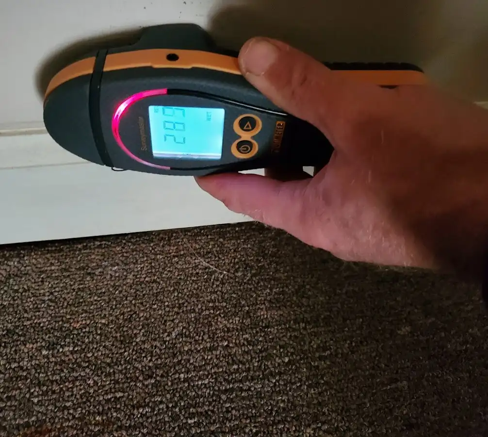 Moisture detection at baseboard during Mold Inspection & Testing in West Caln